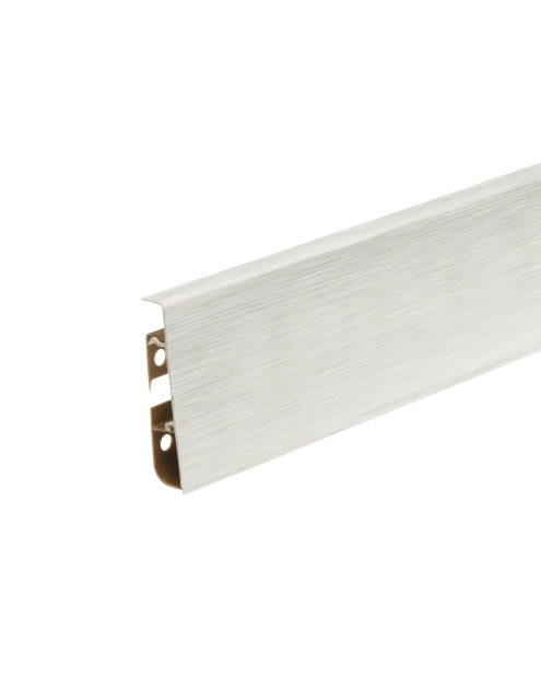 Zdjęcie: Listwa przypodłogowa PVC Hi Line Prestige 2,2x7,5 cm 2,50 m Aluminium szczotkowane białe Mat CEZAR