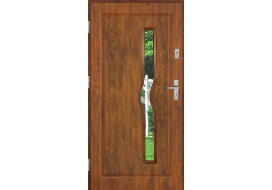 Zdjęcie: Drzwi zewnętrzne stalowo-drewniane Disting Mario 05 Dąb złoty 90 cm lewe KR CENTER
