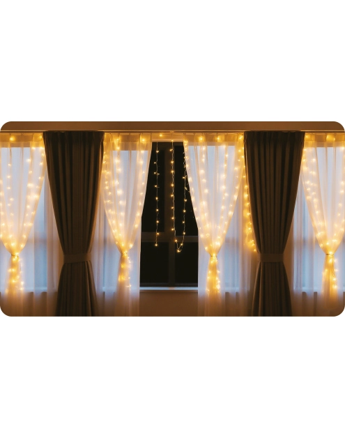 Zdjęcie: Kurtyna świąteczna LED 3x2 m barwa ciepła VOLTENO