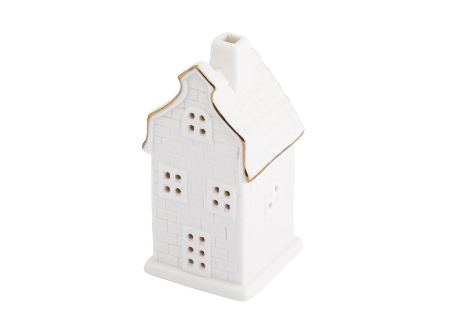 Zdjęcie: Domek ceramiczny LED 6x6x12 cm biały ze złotą linią ALTOMDESIGN