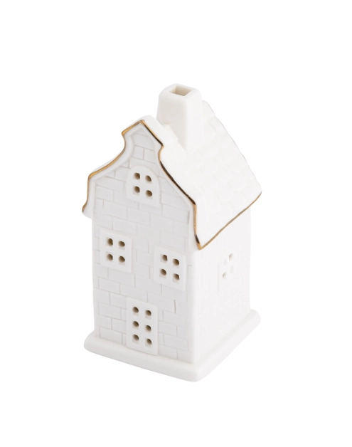 Zdjęcie: Domek ceramiczny LED 6x6x12 cm biały ze złotą linią ALTOMDESIGN