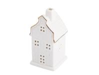 Zdjęcie: Domek ceramiczny LED 6x6x12 cm biały ze złotą linią ALTOMDESIGN