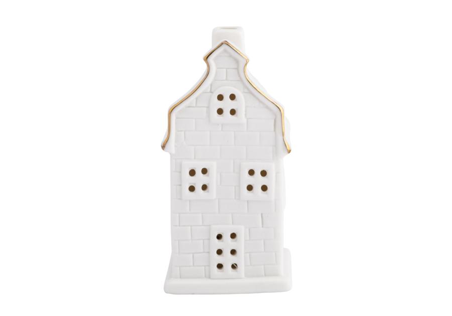 Zdjęcie: Domek ceramiczny LED 6x6x12 cm biały ze złotą linią ALTOMDESIGN