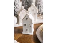 Zdjęcie: Domek ceramiczny LED 6x6x12 cm biały ze złotą linią ALTOMDESIGN