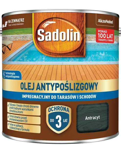 Zdjęcie: Olej antypoślizgowy impregnacyjny Antracyt 4,5L SADOLIN