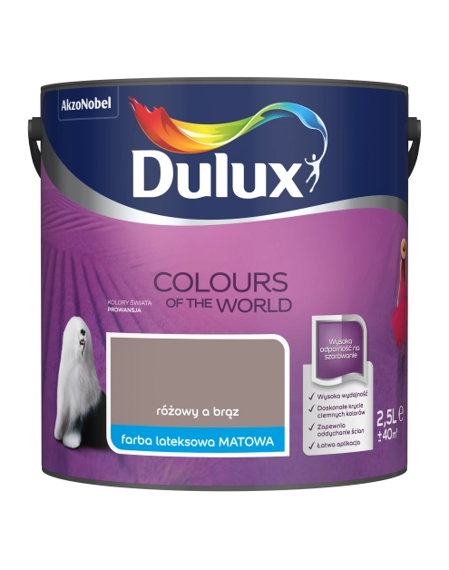 Zdjęcie: Farba do wnętrz Kolory Świata 2,5 L różowy a brąz DULUX