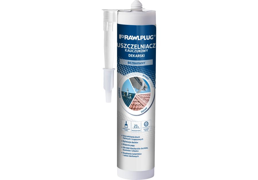 Zdjęcie: Uszczelniacz dekarski kauczukowy R-SL-DEK bezbarwny 300 ml RAWLPLUG