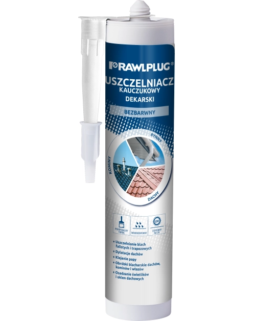 Zdjęcie: Uszczelniacz dekarski kauczukowy R-SL-DEK bezbarwny 300 ml RAWLPLUG