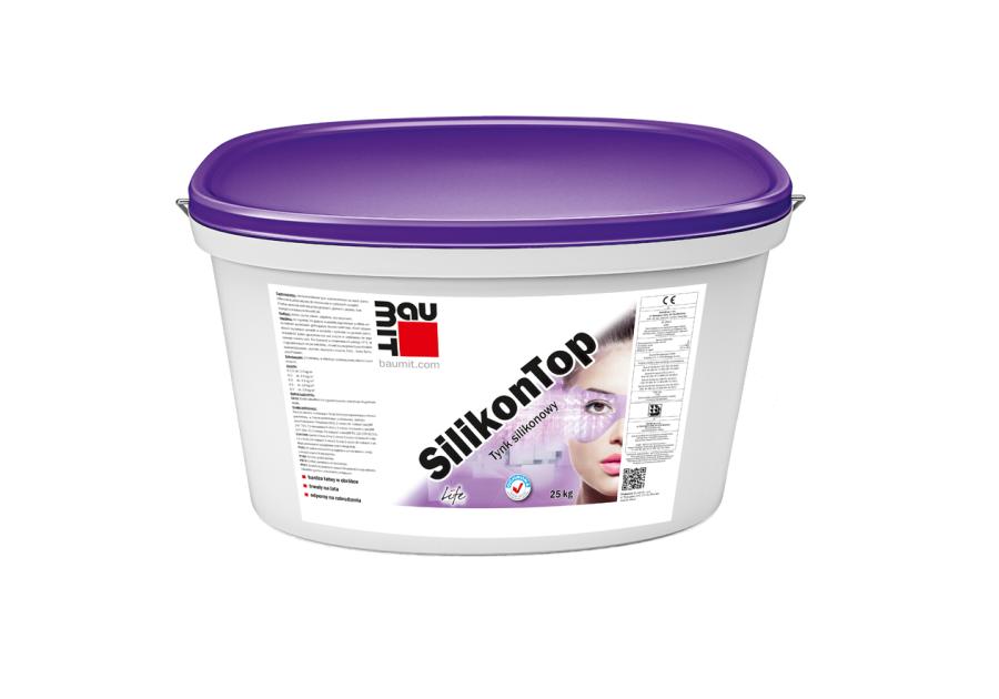 Zdjęcie: Tynk silikonowy SilikonTop R2 - kolor biały Life 0019 - 25 kg BAUMIT