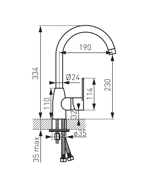 Zdjęcie: Bateria zlewozmywakowa stojąca Algeo FERRO