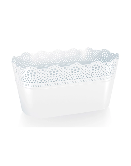 Zdjęcie: Doniczka Lace biały 14 cm PROSPERPLAST