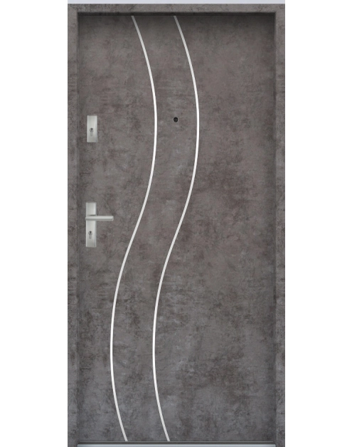 Zdjęcie: Drzwi wejściowe do mieszkań Bastion R-59 Beton ołówkowy 80 cm prawe OSP KR CENTER