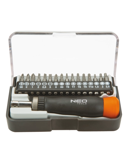 Zdjęcie: Końcówki wkrętakowe precyzyjne z uchwytem, zestaw 17 sztuk NEO