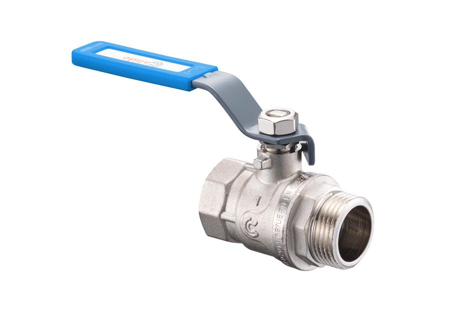 Zdjęcie: Zawór kulowy z niebieską rączką w/z 2", pełen nikiel CALIDO