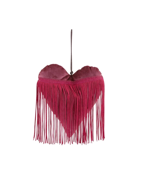 Zdjęcie: Zawieszka serce welurowe z frędzlami 15x13 cm bordowe ALTOMDESIGN