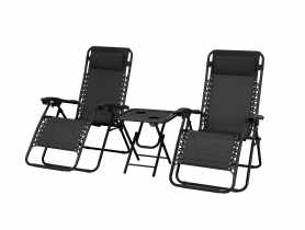 Zestaw 2 x leżak Delux czarny + stolik MIRPOL