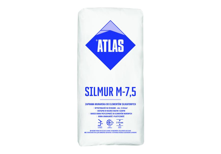 Zdjęcie: Zaprawa murarska do elementów silikatowych biała Silmur M7,5B - 25 kg ATLAS