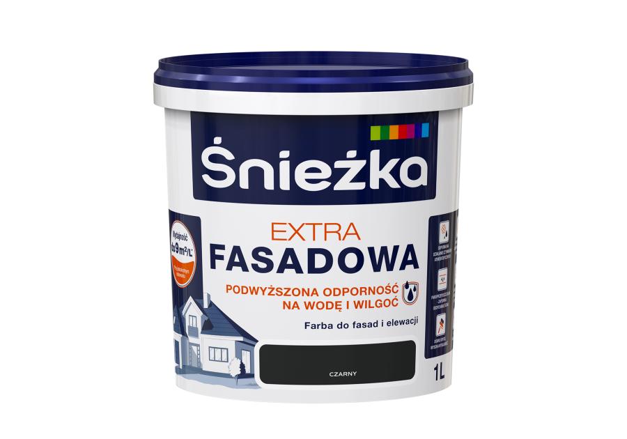 Zdjęcie: Farba Extra Fasadowa Czarny 1L N ŚNIEŻKA