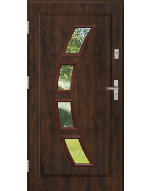Zdjęcie: Drzwi zewnętrzne stalowo-drewniane Disting Mario 03 Orzech 90 cm lewe KR CENTER