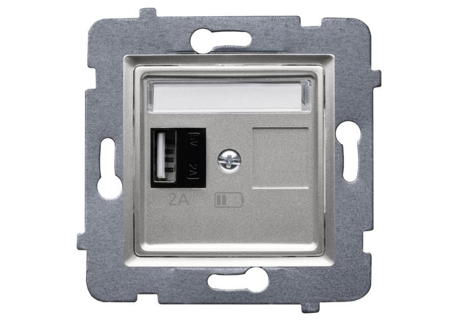 Zdjęcie: Ładowarka USB A (A-10 W) bez ramki Rosa srebrny metalik POLMARK
