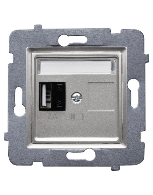 Zdjęcie: Ładowarka USB A (A-10 W) bez ramki Rosa srebrny metalik POLMARK