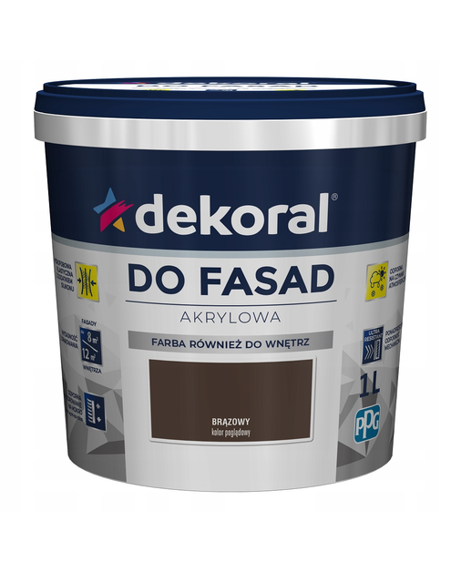 Zdjęcie: Farba fasadowa brązowa 5 L Polinit DEKORAL