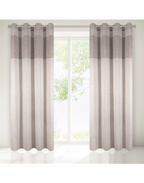 Zdjęcie: Zasłona Venezia 140x250 cm beżowa na przelotkach EUROFIRANY