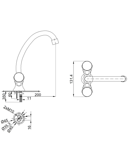 Zdjęcie: Bateria umywalkowo-zlewkozmywakowa Modena chrom INVENA