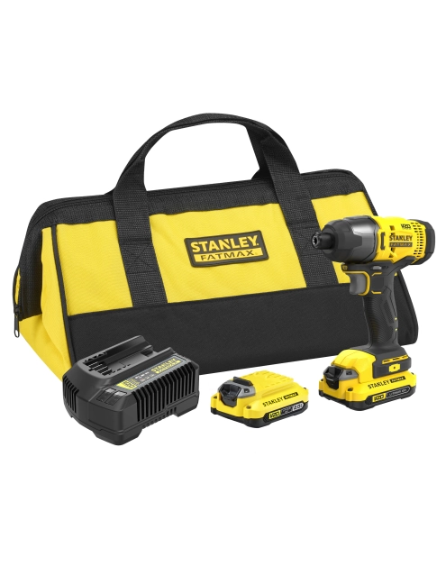 Zdjęcie: Zakrętarka udarowa 18V-V20 z 2 akumulatorami litowo-jonowymi 1,5Ah i torbą STANLEY FATMAX