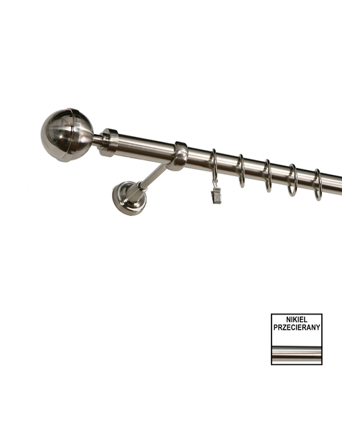 Zdjęcie: Karnisz pojedynczy Zeus fi 25 mm - 320 cm kula nikiel KARWEL