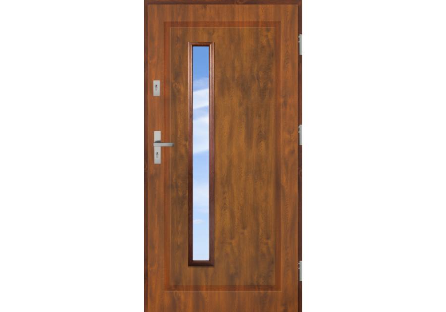 Zdjęcie: Drzwi zewnętrzne stalowo-drewniane Disting Mario 04B Dąb złoty 80 cm prawe KR CENTER