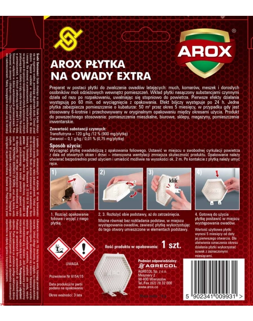 Zdjęcie: Płytka na owady Arox 1 szt. AGRECOL