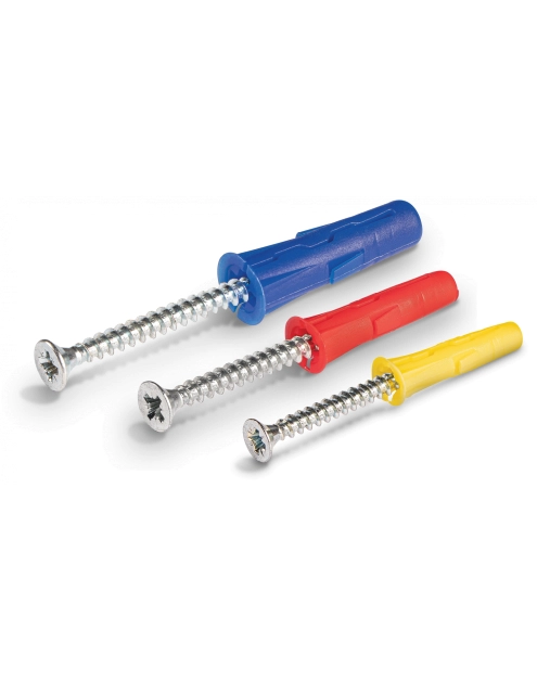 Zdjęcie: Zestaw kołków uniwersalnych UNO 5x24 mm 6x28 mm 8x32 mm z wkrętami i hakami 144 elementy RAWLPLUG