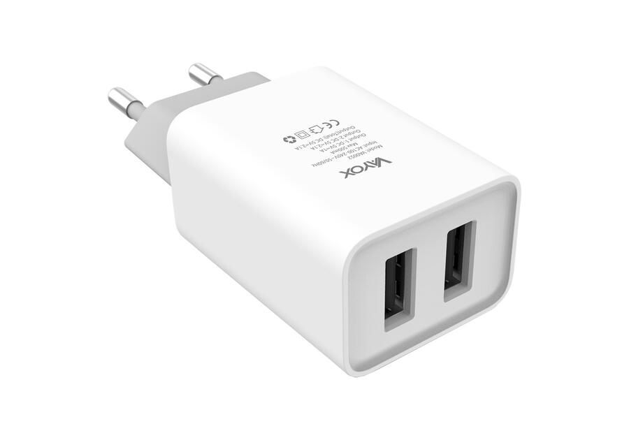 Zdjęcie: Ładowarka sieciowa 2x USB 2.1A VA0052 VAYOX