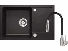 Zlewozmywak granitowy z baterią z giętą wylewką DEANTE