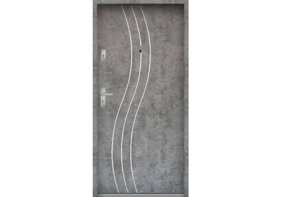 Zdjęcie: Drzwi wejściowe do mieszkań Bastion R-60 Beton srebrny 90 cm prawe ODP KR CENTER