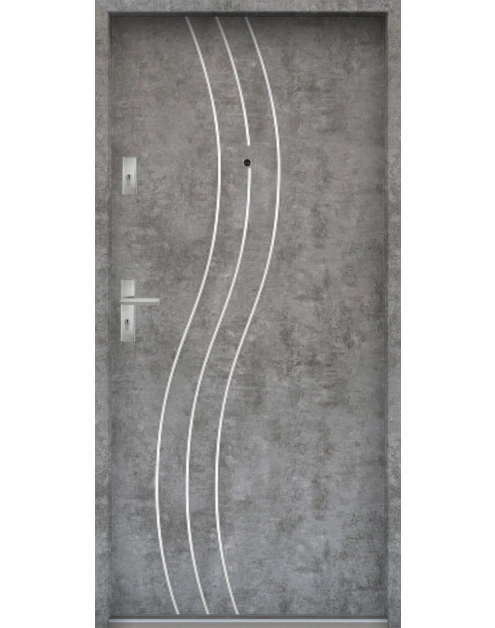 Zdjęcie: Drzwi wejściowe do mieszkań Bastion R-60 Beton srebrny 90 cm prawe ODP KR CENTER