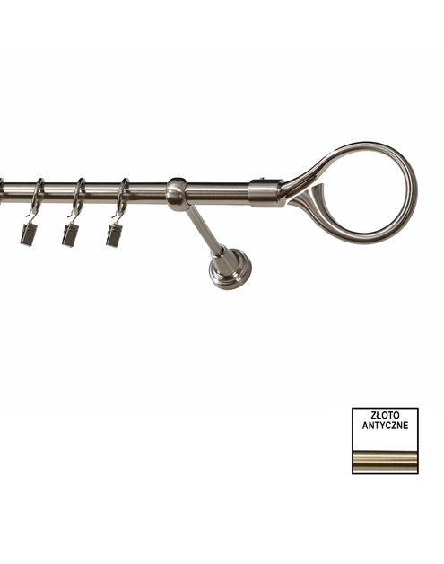 Zdjęcie: Karnisz pojedynczy Zeus fi 19 mm - 240 cm hak złoto KARWEL