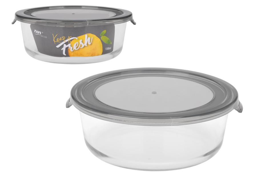 Zdjęcie: Pojemnik ze szkła żaroodpornego Keep It Fresh 1300 ml okrągły 81461 grey RAVI