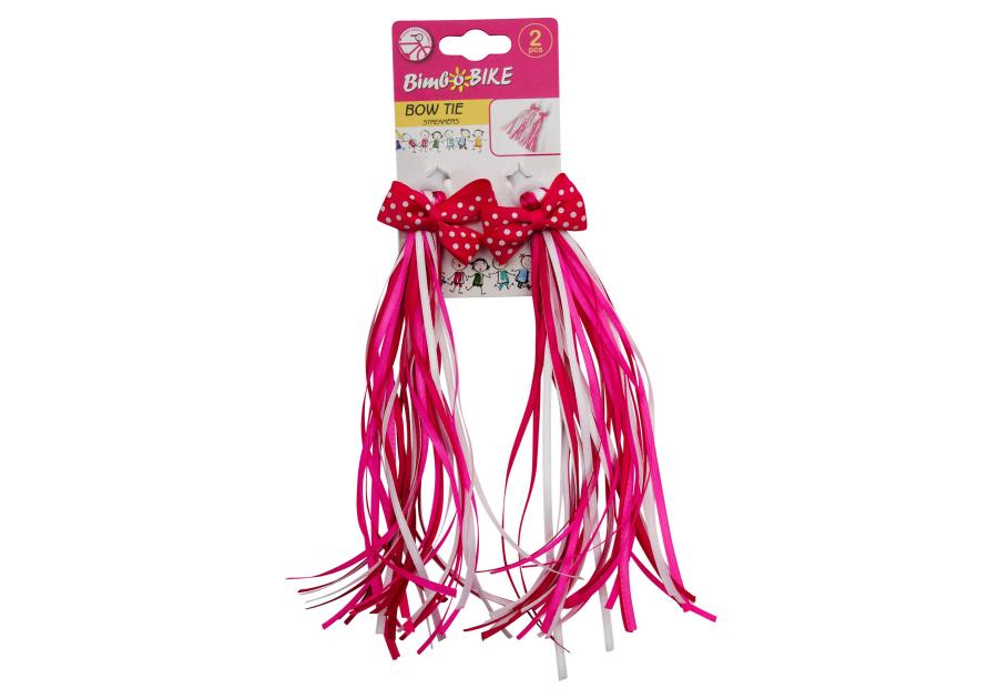 Zdjęcie: Serpentyny Bow tie różowo białe z satynowymi kokardami BIMBO BIKE