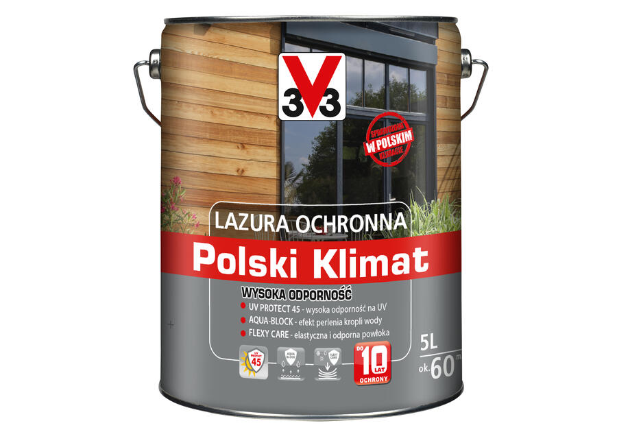 Zdjęcie: Lazura ochronna Polski Klimat Wysoka Odporność Palisander 5 L V33