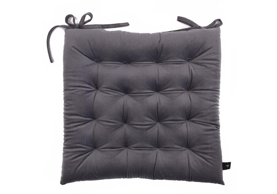 Zdjęcie: Welwetowa poduszka na krzesło troczkami pierre szara 43x43 cm CHIC HOME