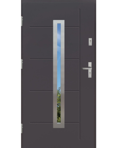 Zdjęcie: Drzwi zewnętrzne stalowo-drewniane Disting Nicolo 02 Antracyt 90 cm lewe KR CENTER