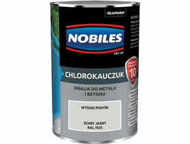 Emalia do metalu i betonu Chlorokauczuk szary jasny wysoki połysk 0,9 L NOBILES