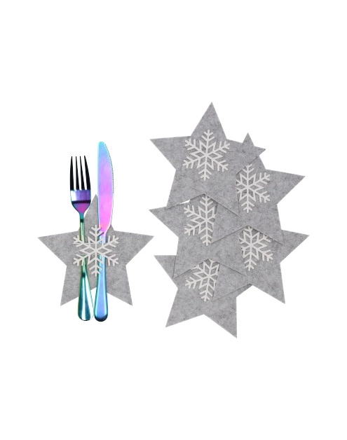 Zdjęcie: Etui na sztućce z filcu gwiazdka 6 sztuk szare JUMI