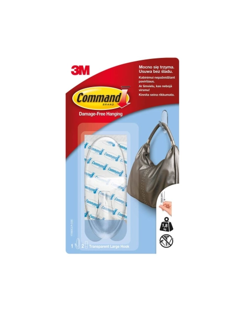Zdjęcie: Hak przezroczysty duży wielokrotnego użytku COMMAND