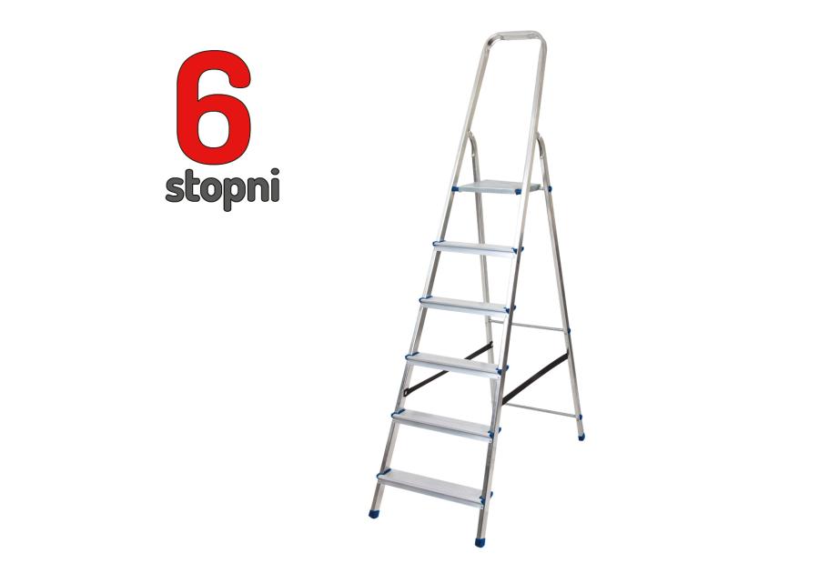 Zdjęcie: Drabina aluminiowa 6 stopniowa 150 kg DOOC