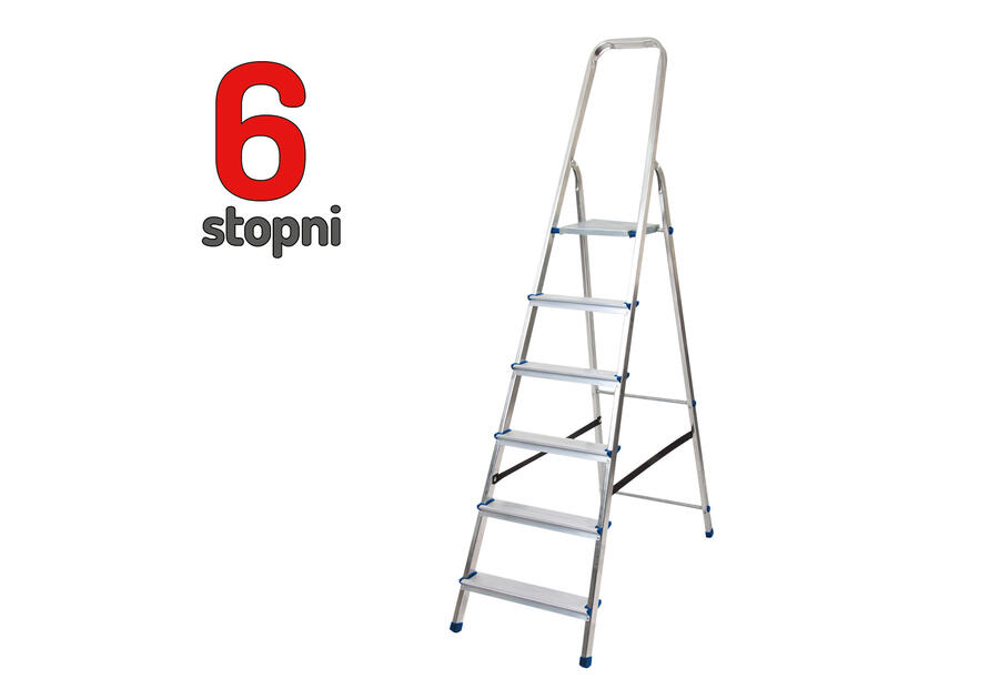 Zdjęcie: Drabina aluminiowa 6 stopniowa 150 kg DOOC