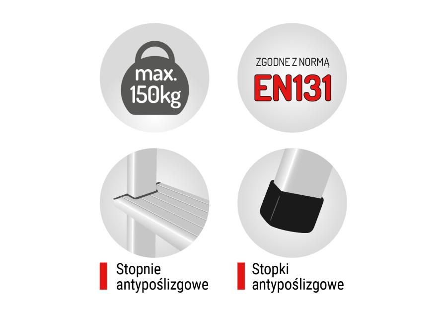 Zdjęcie: Drabina aluminiowa 6 stopniowa 150 kg DOOC