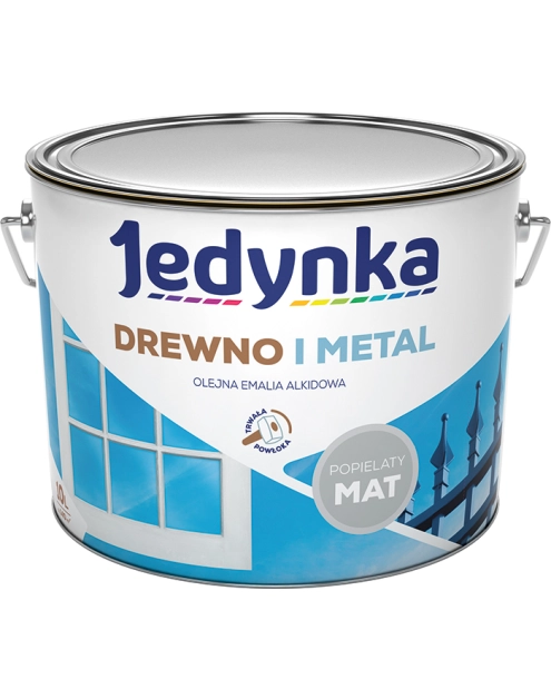 Zdjęcie: Emalia olejno-alkidowa drewno i metal popielaty 10 L mat JEDYNKA